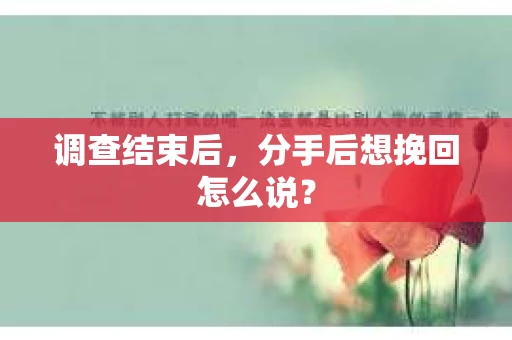 调查结束后，分手后想挽回怎么说？