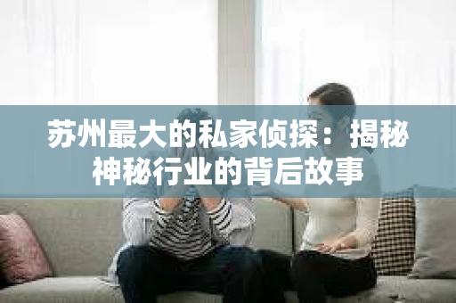 苏州最大的私家侦探：揭秘神秘行业的背后故事